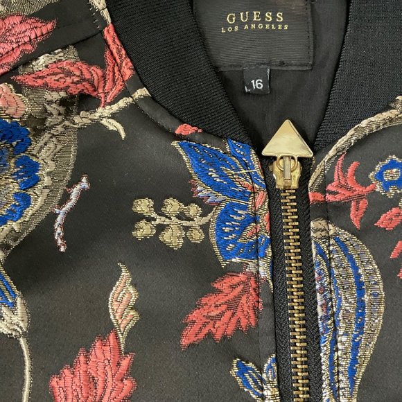 GUESS Hayal Printed Embroidered Bomber Jacket size 16 - Picture 9 of 15